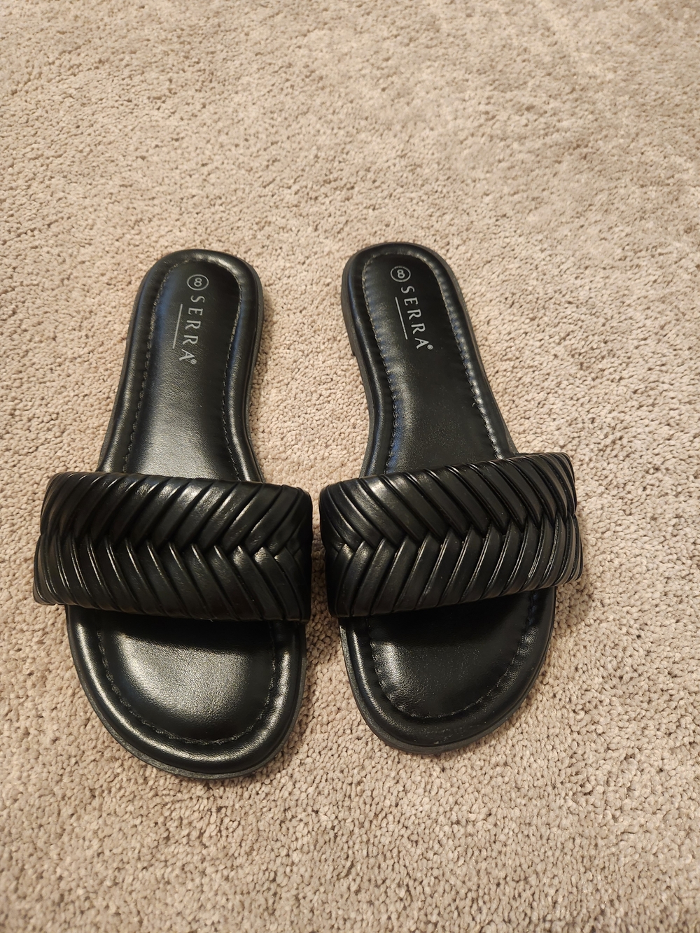 Serra Black Woven Band Slide Sandals
